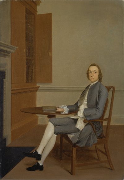 Neznámý muž sedící u stolu, kolem 1744-46 (olej na plátně) od Arthur Devis
