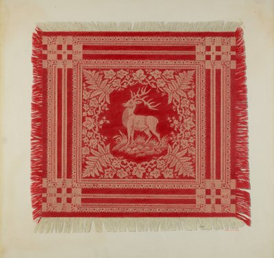 Červenobílý ubrousek (Deer Design) od Arthur G. Merkley