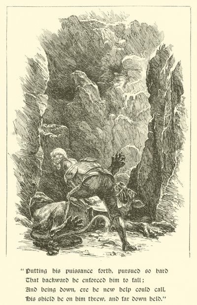 Sir Calidore, rytíř zdvořilosti, bestie s tisícem jazyků (rytina) od Arthur George Walker
