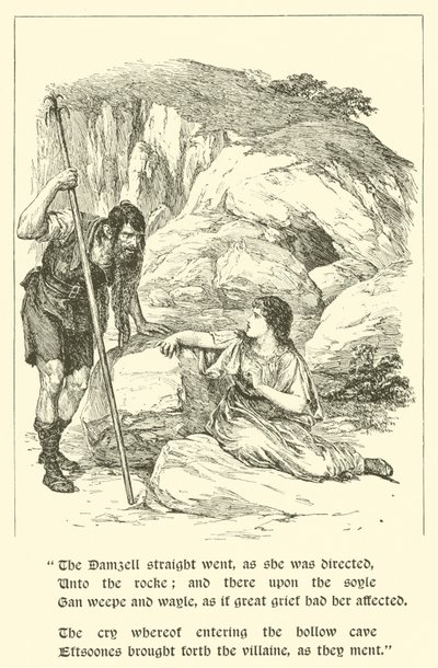 The Adventures Of Sir Artegall, At The Den Of Deceit (rytina) od Arthur George Walker
