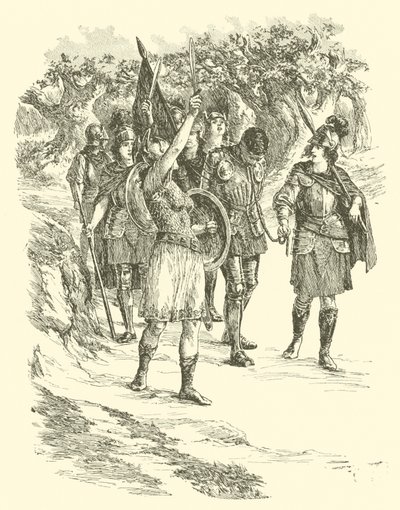 Dobrodružství sira Artegalla, královny Amazonek (rytina) od Arthur George Walker
