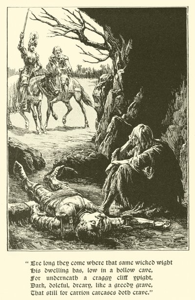 Rytíř Červeného kříže, V jeskyni zoufalství (rytina) od Arthur George Walker