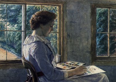 Žena maluje (akvarel na papíře) od Arthur George Walker