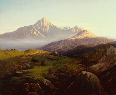 Highlandský dobytek v horské krajině (olej na plátně) od Arthur Gilbert