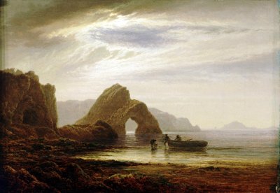 Měsíční svit na Giltar Point u Tenby (Anglie), od jihu. Olej na plátně, asi 1872-1874, autor Arthur Gilbert (1819-1885). od Arthur Gilbert