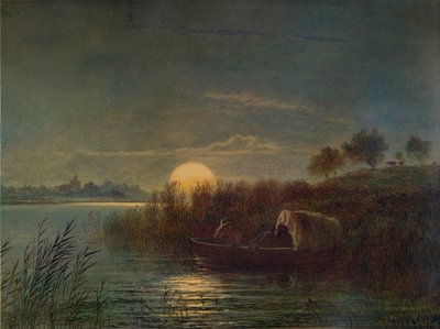River Scene by Moonlight, with Boat, 1879, 1935 od Arthur Gilbert