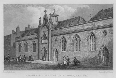 Kaple a nemocnice St John, Exeter (rytina) od Arthur Glennie