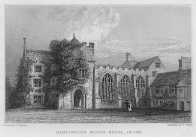 Darlington Manor House, Devon (rytina) od Arthur Glennie