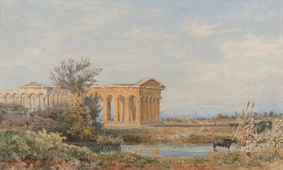 Chrámy Paestum, 1843-44 (wc na papíře) od Arthur Glennie