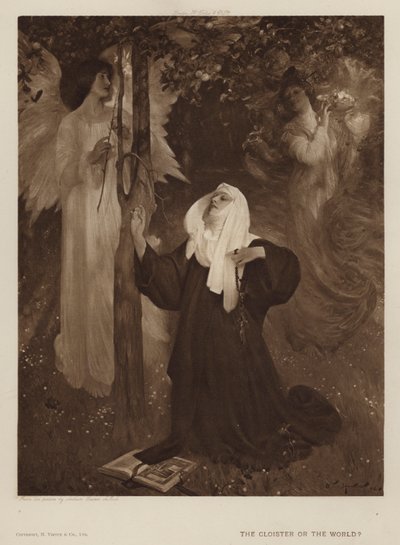 Klášter nebo svět? (litho) od Arthur Hacker