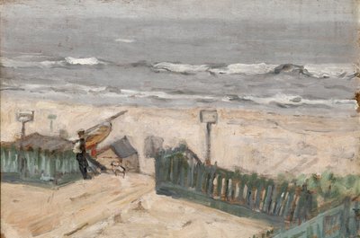 Koupací chatky s rybářem a psem, kolem roku 1900 od Arthur Haythorne Studd