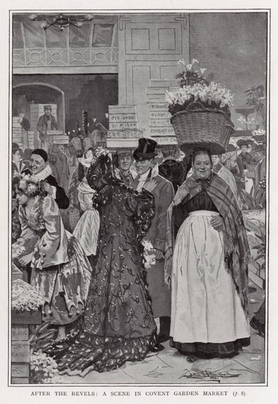 Po radovánkách - scéna v Covent Garden Market od Arthur Herbert Buckland