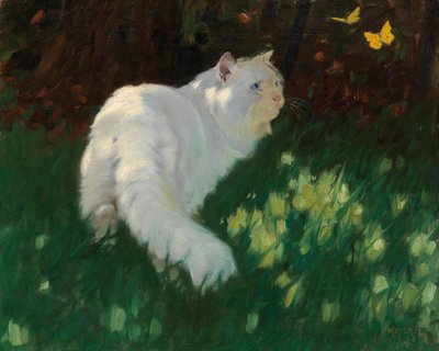 Bílá kočka a motýli od Arthur Heyer