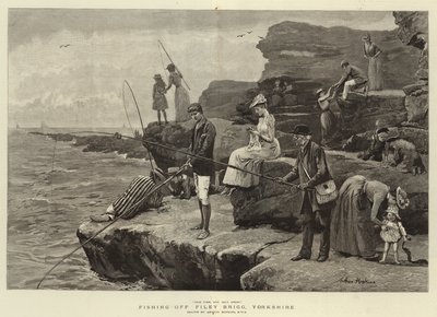 Rybolov u Filey Brigg, Yorkshire od Arthur Hopkins