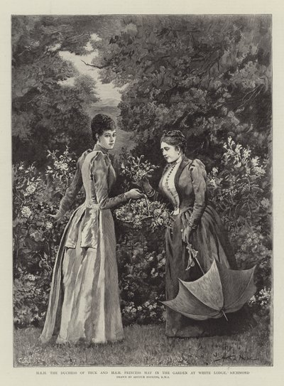 Jeho královská výsost vévodkyně z Tecku a princezna May v zahradě ve White Lodge v Richmondu od Arthur Hopkins