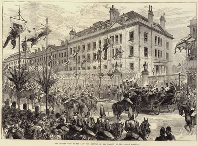 Návštěva královny v East Endu, příjezd Jejího Veličenstva do londýnské nemocnice od Arthur Hopkins
