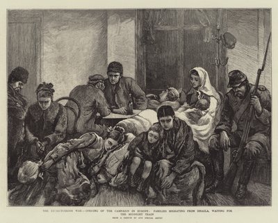 Rusko-turecká válka, zahájení kampaně v Evropě, rodiny migrující z Ibraily, čekající na půlnoční vlak od Arthur Hopkins