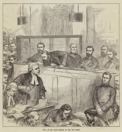 Soud s bankovními padělateli v Old Bailey od Arthur Hopkins