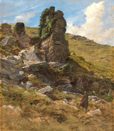 Skalnatý výběžek (olej na kartě) od Arthur Hughes