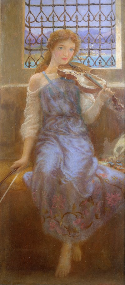 Dívka s houslemi od Arthur Hughes