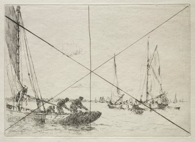 Bagrování ústřic, West Mersea od Arthur John Trevor Briscoe
