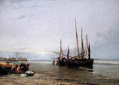 Luggers na pláži v Treportu od Arthur Joseph Meadows