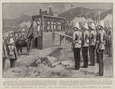 Nedávný masakr na Krétě, poprava sedmi vůdců ringleů v Candia od Arthur Kemp Tebby