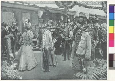 Přijetí rumunského královského páru na nádraží v Budapešti od Arthur Lajos Halmi