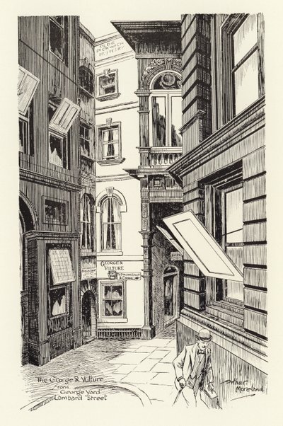 George  Vulture z George Yard, Lombard Street (litografie) od Arthur Moreland