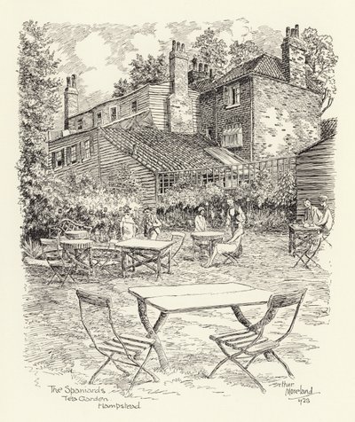 The Spaniards Tea Garden, Hampstead (litografie) od Arthur Moreland