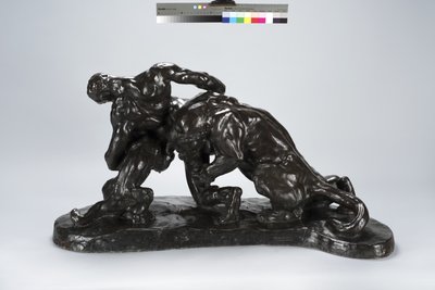 Muž zamčený v boji s mládětem lvice (bronz) od Arthur Putnam