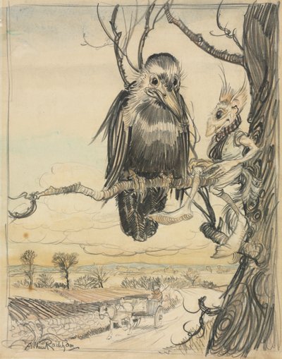 Veverka a vrána od Arthur Rackham