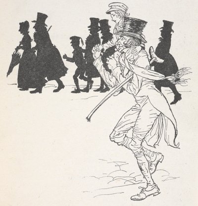 Chlapec nesený na mužských ramenou od Arthur Rackham