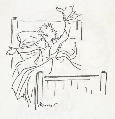 Chlapec v posteli od Arthur Rackham