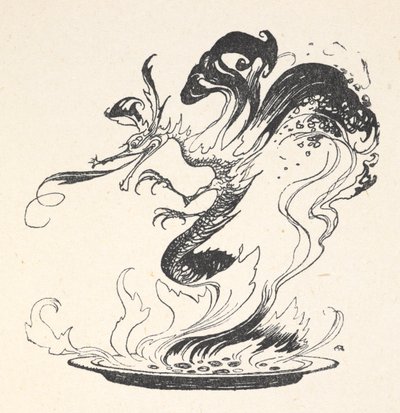 Drak vycházející z talíře hořících peněz od Arthur Rackham