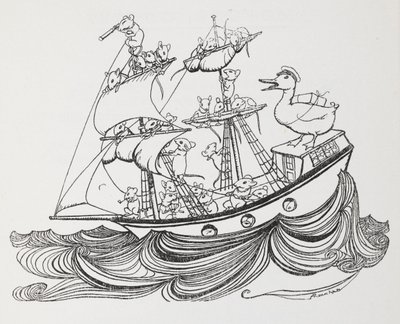 Loď s myší a kapitánem kachny. od Arthur Rackham