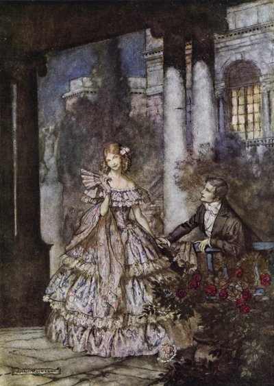 Reklama na mýdlo Cashmere Bouquet společnosti Colgate, vítěz ceny od klubu Art Directors v New Yorku na jejich výstavě reklamního umění v roce 1924 od Arthur Rackham