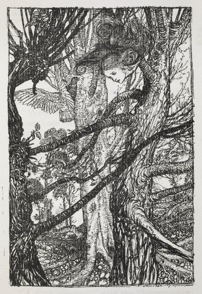 Alice jako had mluvící s holubem od Arthur Rackham