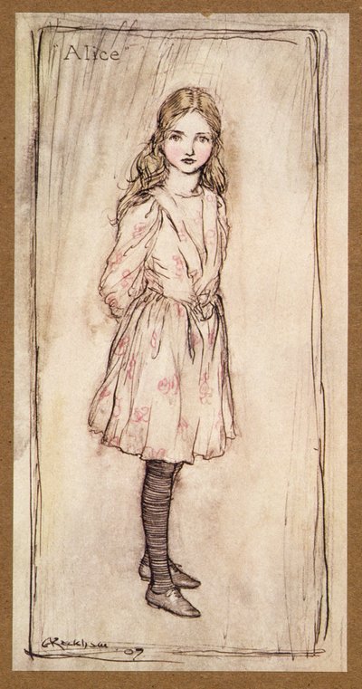 Alenka, frontispis z Alices Adventures in Wonderland, Lewis Carroll, pub. 1907 od Arthur Rackham