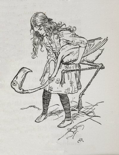Alice hraje kroket s plameňákem od Arthur Rackham