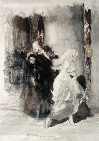 Na svatbě (akvarel na papíře) od Arthur Rackham