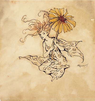 Daisy Fairy, ilustrace od Petera Pana v Kensington Gardens, od J. M. Barrieho, vydáno 1912 (pero, inkoust a wc na papíře) od Arthur Rackham