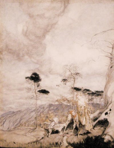 Fairy Egg Vendors (akvarel s perem a inkoustem na papíře) od Arthur Rackham