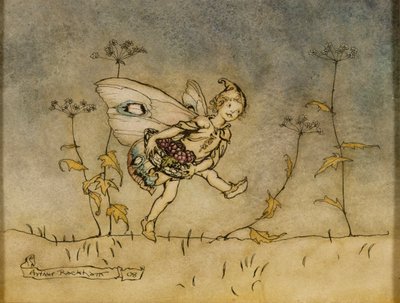 Víla, ilustrace ze „Snu noci svatojánské“, vydal Heinemann, 1908 (pero, inkoust a wc na papíře) od Arthur Rackham