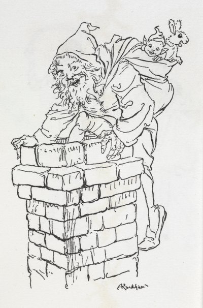 Otec Vánoc lezení do komína s dárky od Arthur Rackham