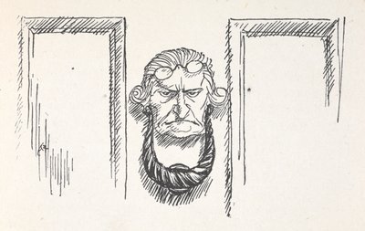 Klepadlo na přední dveře s tváří Scrooge od Arthur Rackham