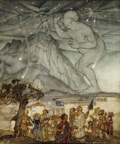 Hercules Supporting the Sky místo Atlasu, 1922 od Arthur Rackham