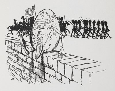 Humpty Dumpty seděl na zdi. od Arthur Rackham