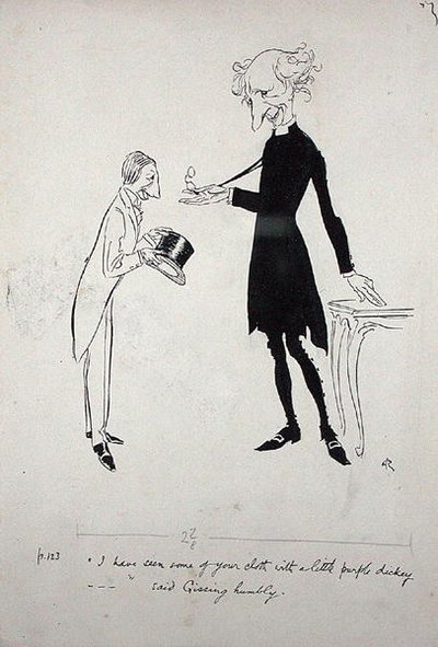 Viděl jsem nějakou vaši látku s malým fialovým čůrákem...řekl Gissing Humbly, ilustrace z 