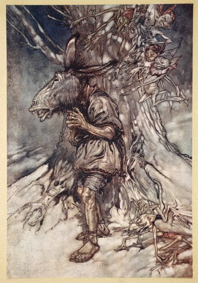 Budu zpívat, aby slyšeli Nemám strach, ilustrace ze „Snu nocí svatojánských“ od Williama Shakespeara, 1908 od Arthur Rackham